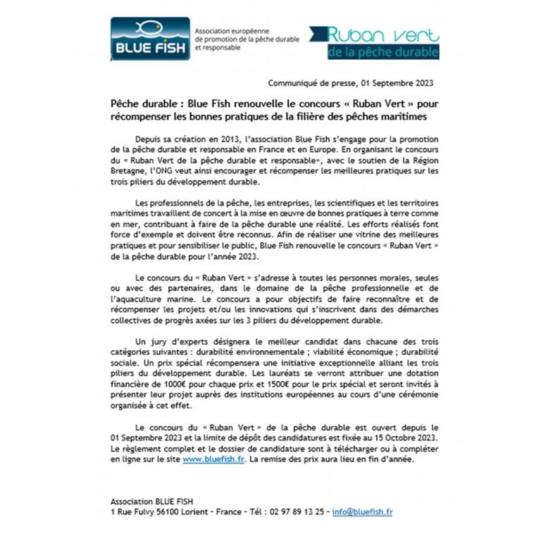 Communiqué de presse Blue Fish