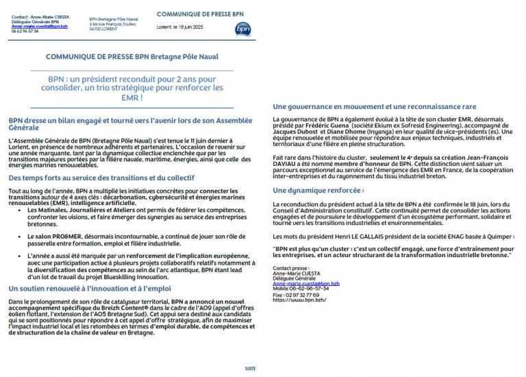 Communiqué de presse AG 2025. Présidence